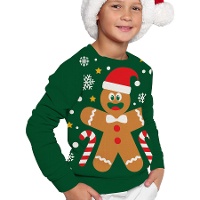 Pull de Noël enfant motif bonhomme en pain d'épice