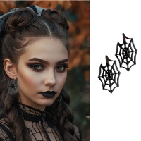Boucles d'oreilles en toile d'araignée noires - 1 paire