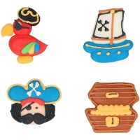 Figurines de sucre de Pirates et perroquets - 8 unités