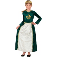 Costume de dame médiévale verte Fiona pour enfants