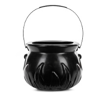 Chaudron de sorcière avec feu noir de 18 x 13,5 cm