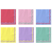 Serviettes colorées avec bord de 16,5 cm, 20 unités
