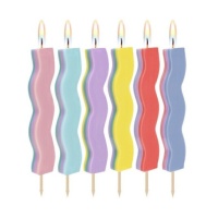 Bougies ondulées multicolores de 10 cm - 6 unités