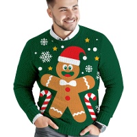 Pull de Noël motif bonhomme en pain d'épice pour homme