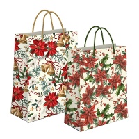 Sac cadeau de 45 x 33 x 10 cm à motif de fleur de Noël - 1 unité