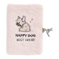 Journal de chien avec cadenas et couverture en peluche rose de 13 x 19 cm - 1 unité