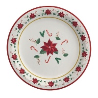 Assiettes de Noël Poinsettia de 23 cm - 6 unités