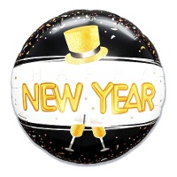 Ballon Happy New Year jaune de 51 x 45 cm