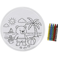 Frisbee en tissu de 20 cm à colorier avec des crayons de cire