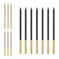 Bougies métalliques colorées de 14 cm - 12 unités