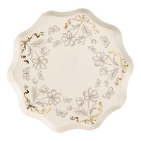 Assiettes à fleurs vintage 20 cm - 6 unités