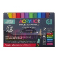 Marqueurs acryliques Acrylic Go 4-5 mm - couleurs de base - Artis Decor - 12 unités