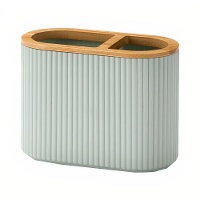 Porte-brosses à dents double en bambou