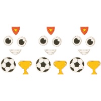 Décorations en sucre 2D pour cupcakes - Thème football · 24 pièces