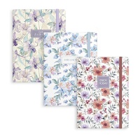 Carnet à motifs floraux avec élastique de 19 x 13 cm - 1 unité