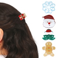 Pinces à cheveux de Noël assorties de 3 cm - 5 pièces