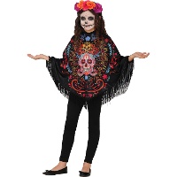 Poncho du Jour des Morts pour fille