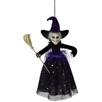 Pendentif de sorcière avec balai de 47 cm