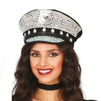 Casquette de policier avec brillants pour adulte
