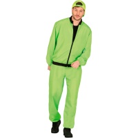 Costume d'athlète néon vert des années 80 pour homme