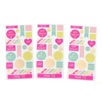 Autocollants assortis pour messages d'anniversaire - 3 feuilles