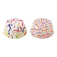 Capsules pour cupcakes blanches avec confettis - 36 unités