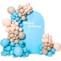 Kit de ballons Bleu et Beige Rétro - 109 unités