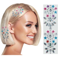 Bijoux adhésifs pour cheveux avec brillants et étoiles