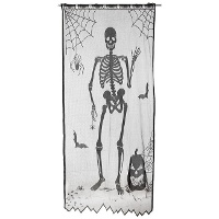 Décoration pour porte en dentelle noire avec squelette de 2,10 x 1,00 m