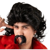 Perruque noire avec moustache