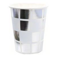 Gobelets motif boule à facettes argentés - lot de 8