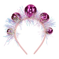 Bandeau Disco rose de 17,5 cm