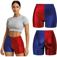 Shorts style Harley Quinn rouge et bleu