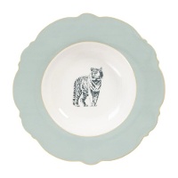 Assiette creuse 22,5 cm avec tigre du Bengale et bord doré