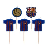 Bougies FC Barcelona motif maillot - lot de 5