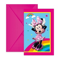 Invitations Minnie Arc-en-ciel - Lot de 6