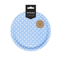 Assiettes rondes avec pois blancs de 23 cm - 6 unités