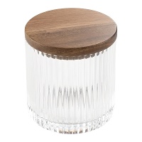 Boîte à coton et coton-tiges avec couvercle en bois