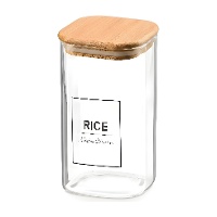 Jarre de 1,2 L en borosilicate avec couvercle en bambou Rice