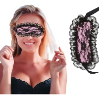 Masque rose à dentelle noire