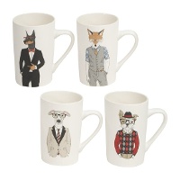 Tasse 385 ml à motifs chiens hipster assortis - 1 unité