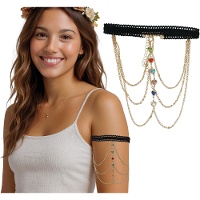 Brassard à chaînes et pierres colorées