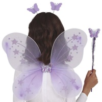 Ensemble papillon avec ailes, baguette et diadème - 3 unités