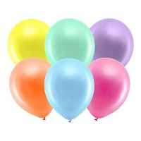 Ballons en latex de 23 cm métallisés Rainbow - PartyDeco - 10 unités