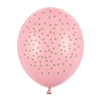 Ballons en latex pastel avec pois dorés de 30 cm - PartyDeco - 6 unités
