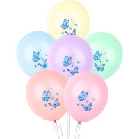 Ballons en latex pastel à motif papillons, 30 cm - 6 unités