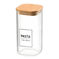Bocal en borosilicate de 1,2 L avec couvercle en bambou pour pâtes