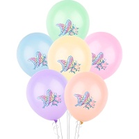 Ballons en latex motif papillon pastel 30 cm - 6 unités