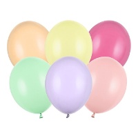 Ballons en latex de 30 cm pastel arc-en-ciel - PartyDeco - 100 unités