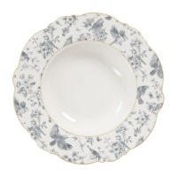 Assiette creuse 22,5 cm motif Versailles avec bord doré